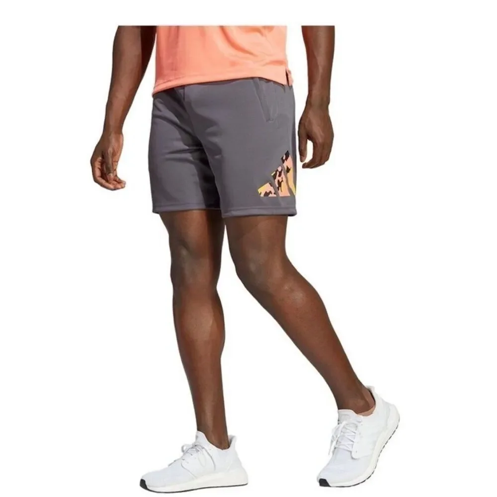 Adidas Men's Camo-Filled Logo Moisture-Wicking Training Shorts - Dgh/coral/blk